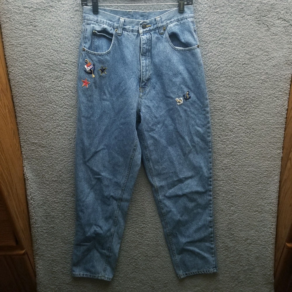 Chazzz Women's 9 Charles Ghailian Blue Mom Jeans 100% Cotton 28" 28.75" 13"